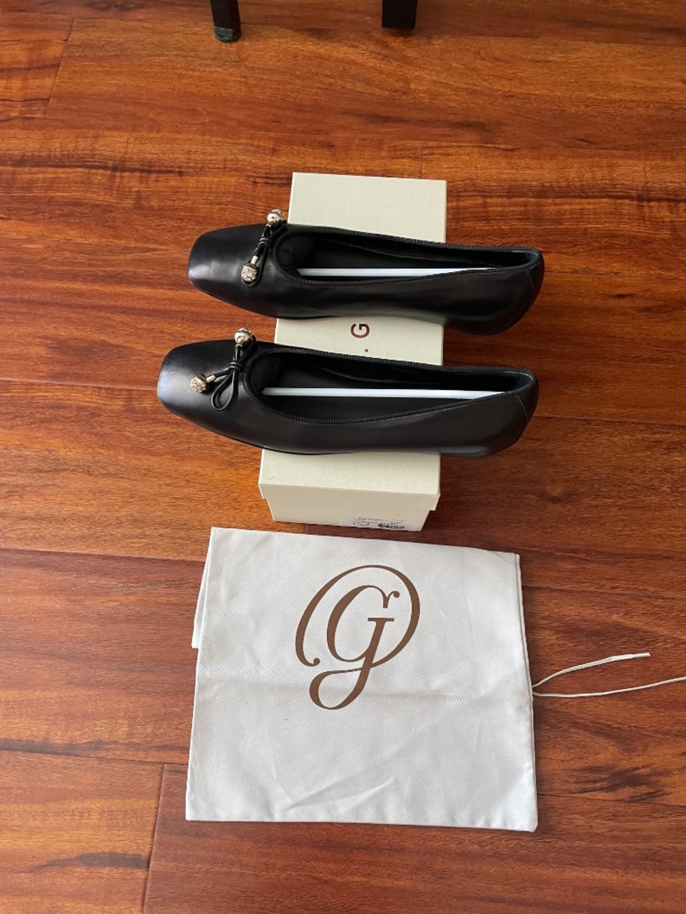 *NEW* M.Gemi Black Leather Ballet Flats with Crystal Bow Detail, Size 40/9